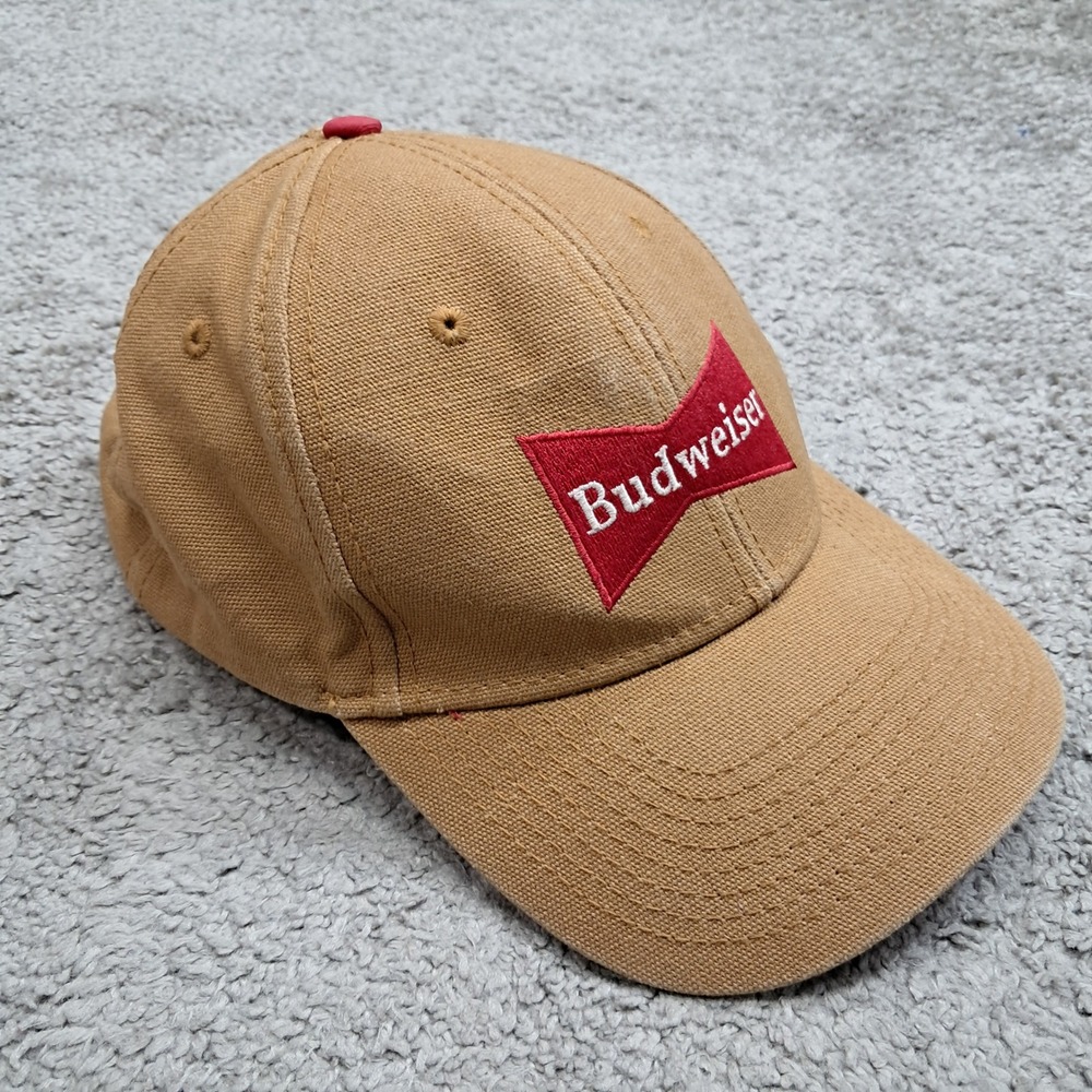 Budweiser Tan Canvas Snapback Hat H3 Headwear Brown Duck Cloth Beer Logo Cap H35